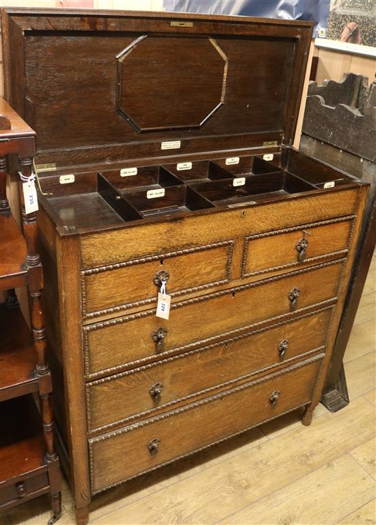 A 1920s oak dressing chest W.106cm